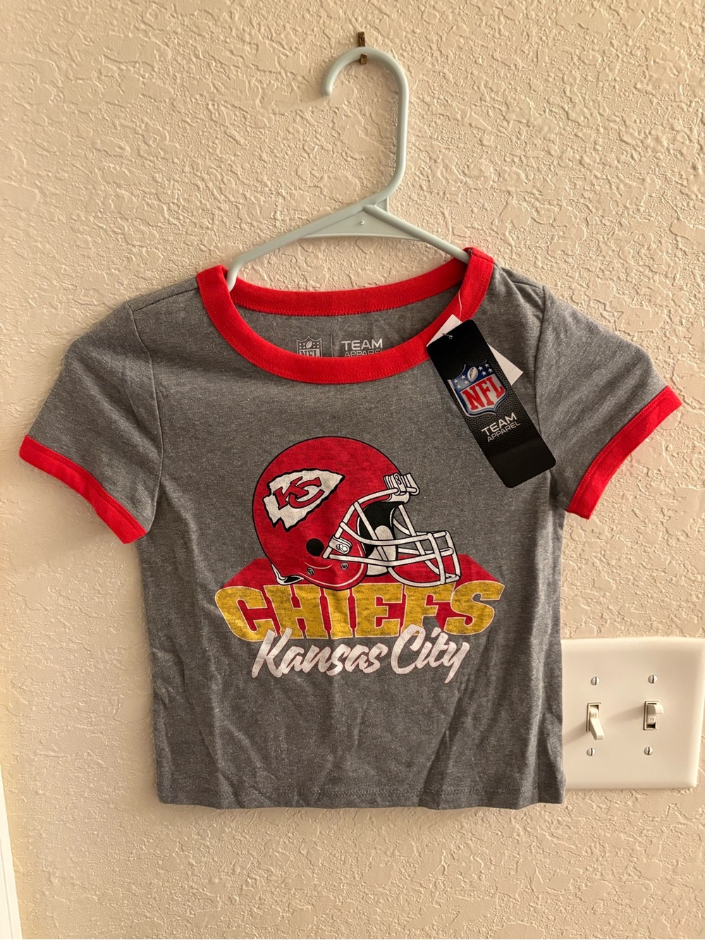 Kansas City Chiefs Kids' Grey & Red Ringer Tee BRAND NEW!!